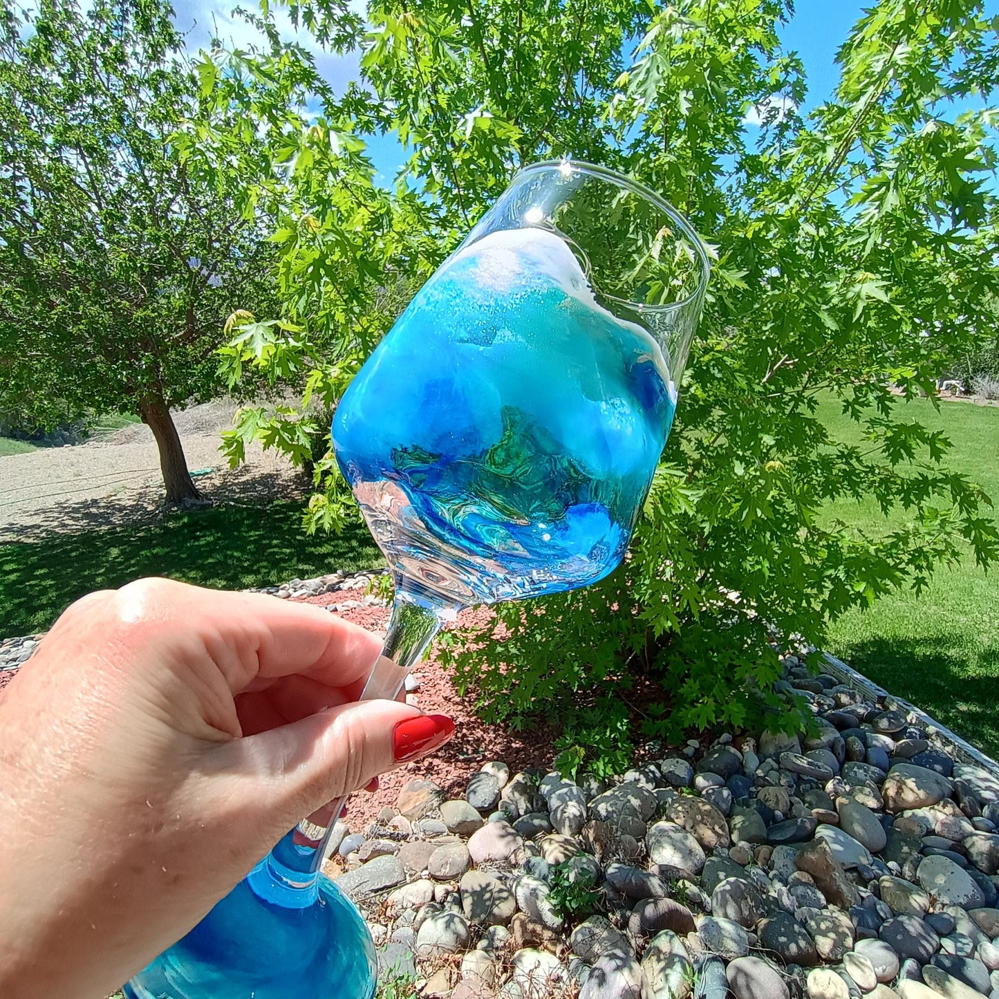 Custom Resin Wine Glasses - Handcrafted Stemmed Wine Glass Set | 6 Stunning Colors Available