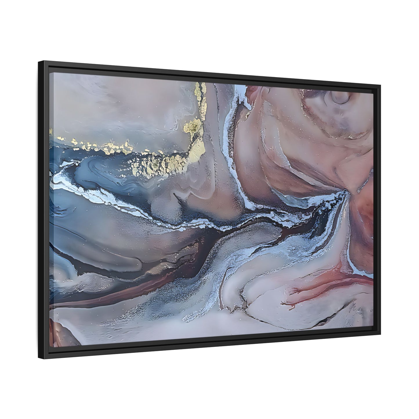 Large Abstract Wall Art Canvas Print Blue Gold Modern Bedroom Living Room Decor