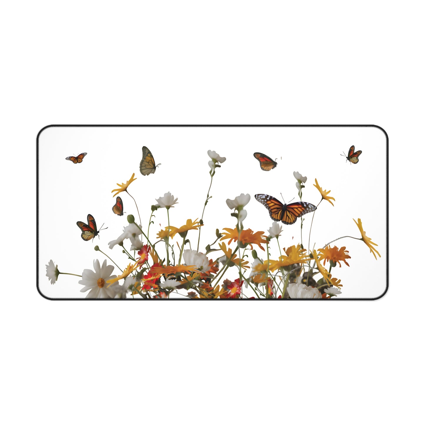 Large Mouse Pad Desk Mat - Cute Butterfly Wildflower Office Decor Anti-Slip