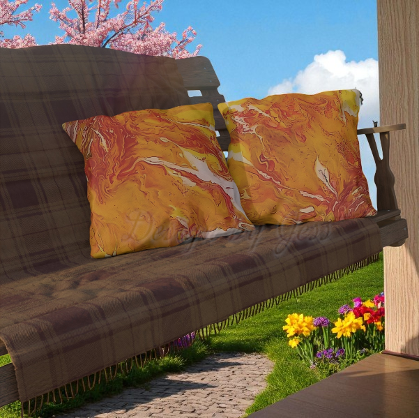 Sunflower Outdoor Pillow – UV Resistant Abstract Patio Cushion