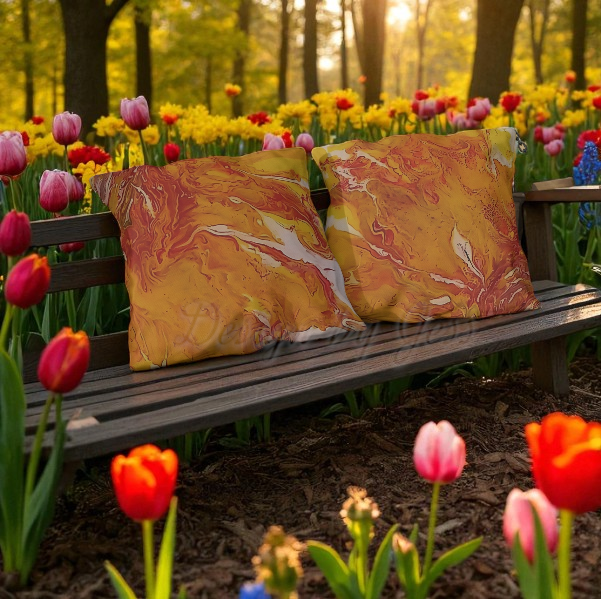Sunflower Outdoor Pillow – UV Resistant Abstract Patio Cushion