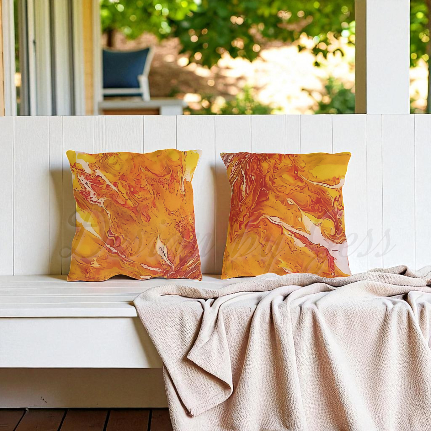 Sunflower Outdoor Pillow – UV Resistant Abstract Patio Cushion