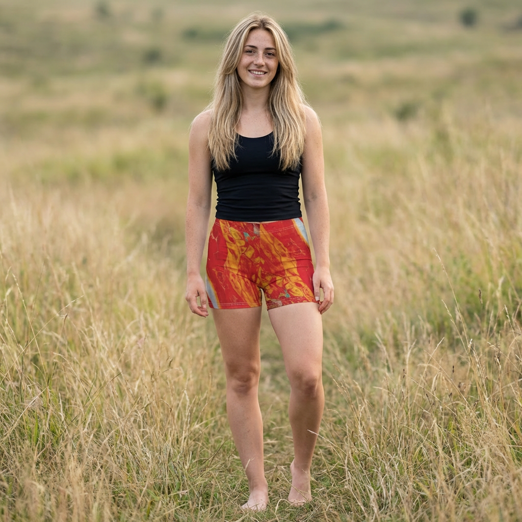 Women's Spandex Booty Shorts | Yoga Gym Biker Rave EDM Abstract Art Print XS–2XL