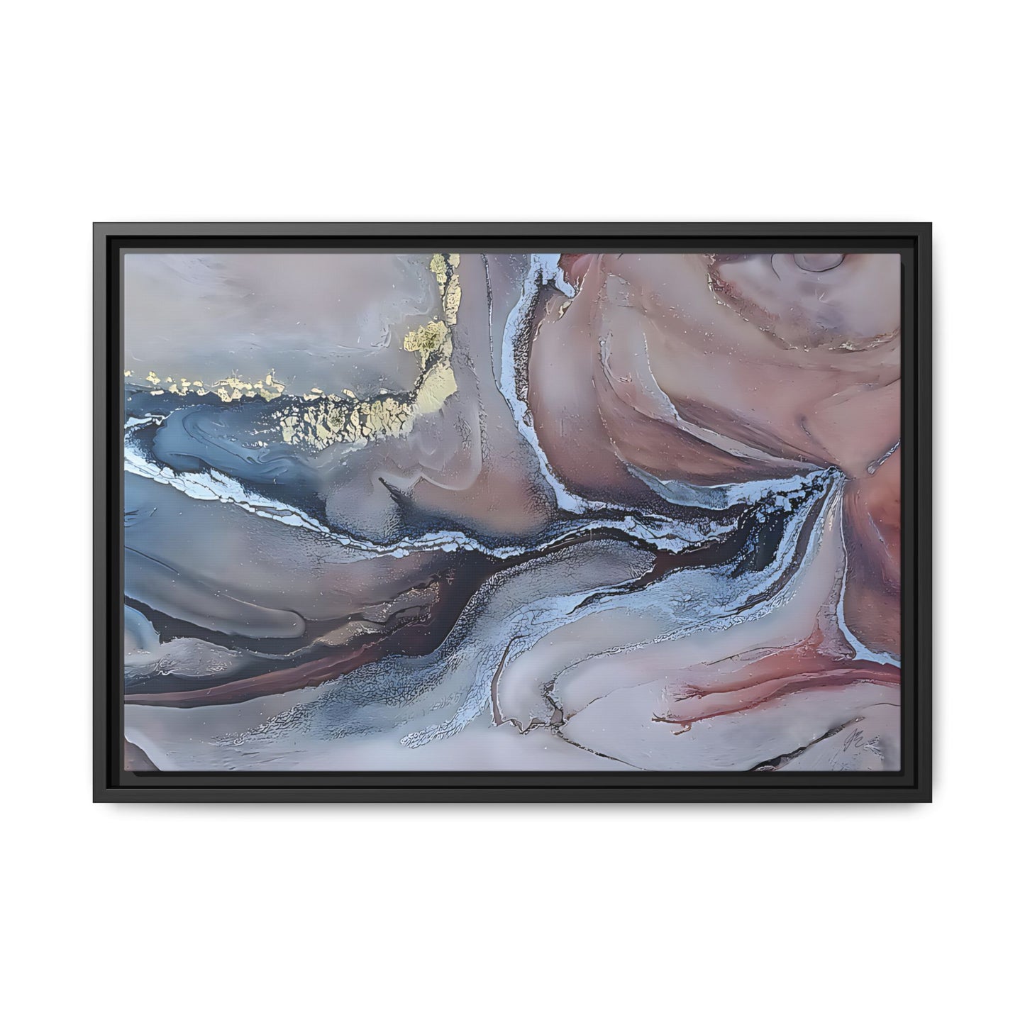 Large Abstract Wall Art Canvas Print Blue Gold Modern Bedroom Living Room Decor