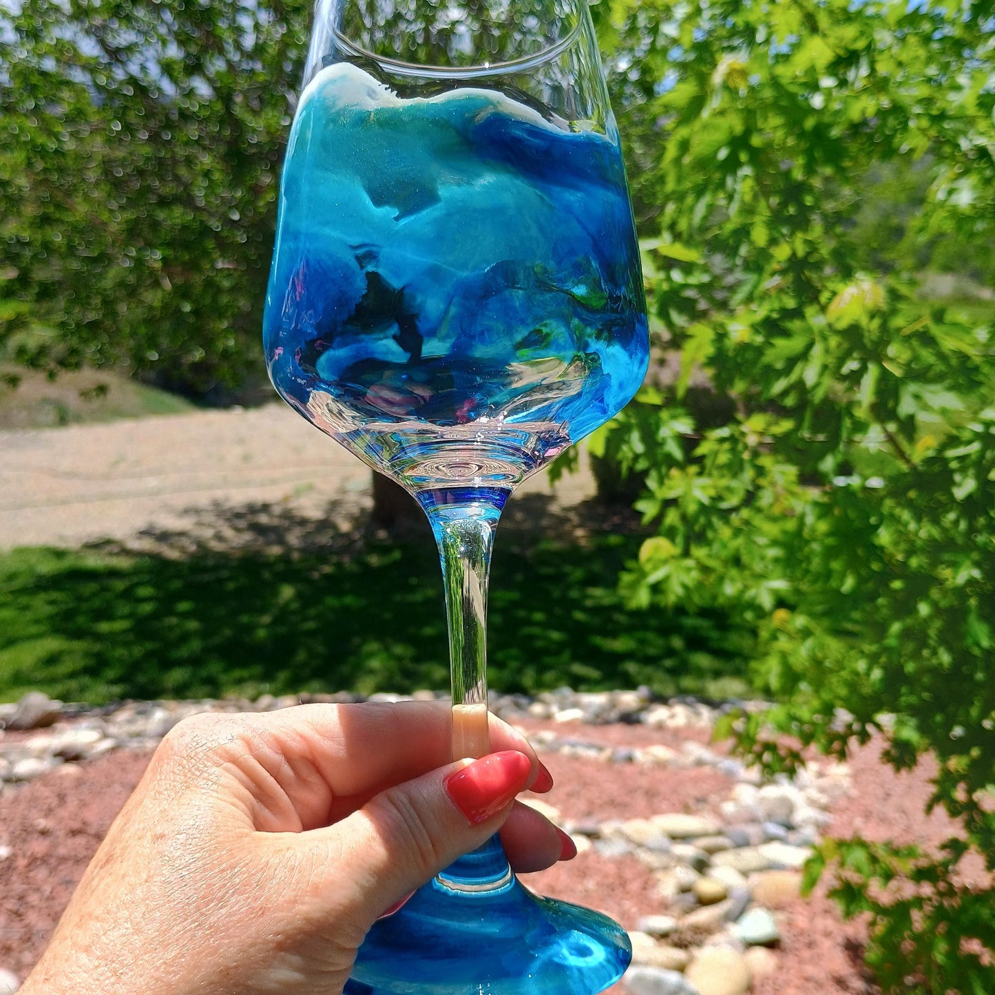 Custom Resin Wine Glasses - Handcrafted Stemmed Wine Glass Set | 6 Stunning Colors Available