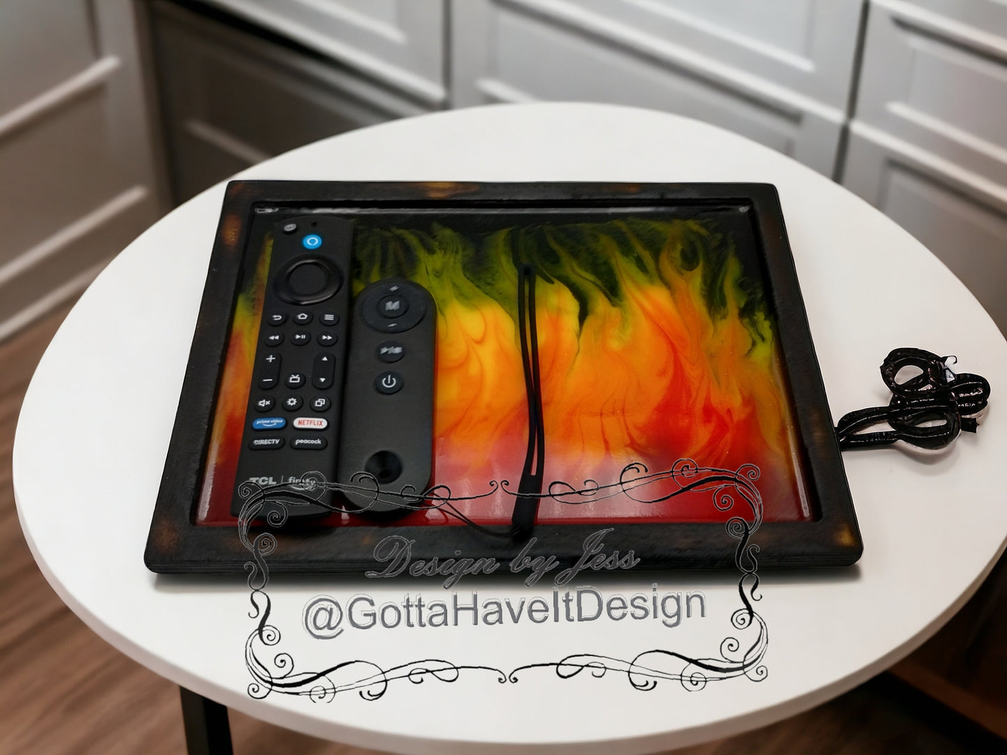Jewelry Tray Gift For Him Catch All Tray for Keys Entry Decor Motorcycle Fire Flame Tray Black and Orange Pot Tray Custom Gift Brother Dad