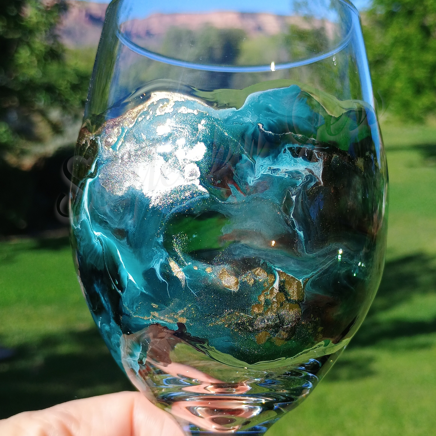 Handmade Resin Art Wine Glass - Custom Abstract Wine Glasses for Gifts Style By Jess
