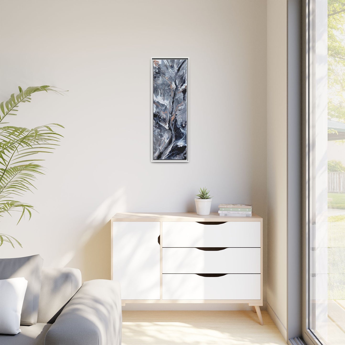 Large Vertical Floating Framed Canvas Print | Abstract Fluid Art | Style By Jess
