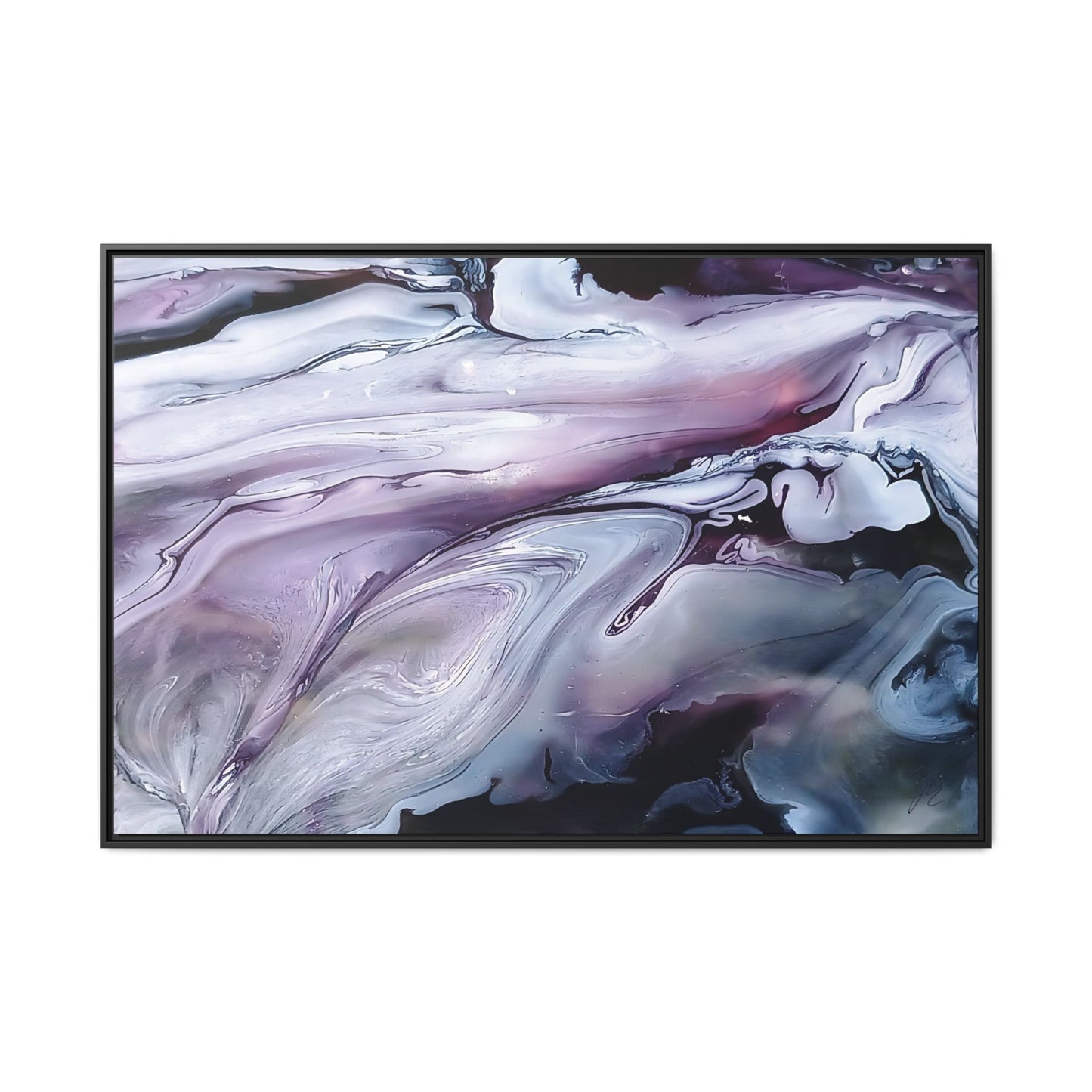 Large Framed Canvas Wall Art – Purple Abstract Resin Ink Print – Modern Minimalist Artwork for Bedroom, Living Room, or Office – Luxury Gift for Art Lovers