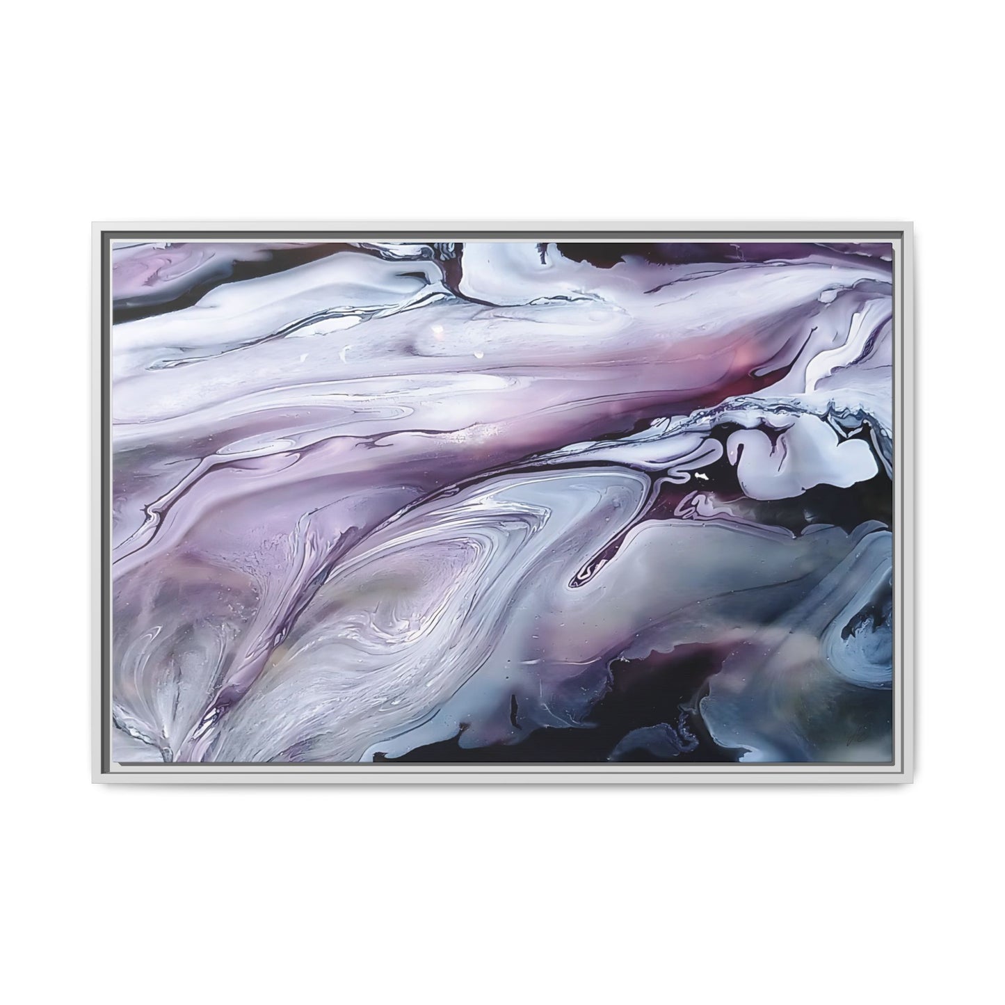 Large Framed Canvas Wall Art – Purple Abstract Resin Ink Print – Modern Minimalist Artwork for Bedroom, Living Room, or Office – Luxury Gift for Art Lovers