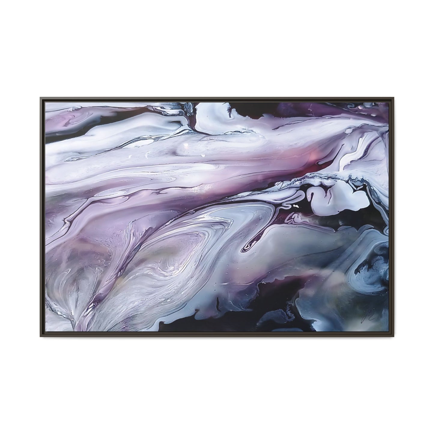 Large Framed Canvas Wall Art – Purple Abstract Resin Ink Print – Modern Minimalist Artwork for Bedroom, Living Room, or Office – Luxury Gift for Art Lovers