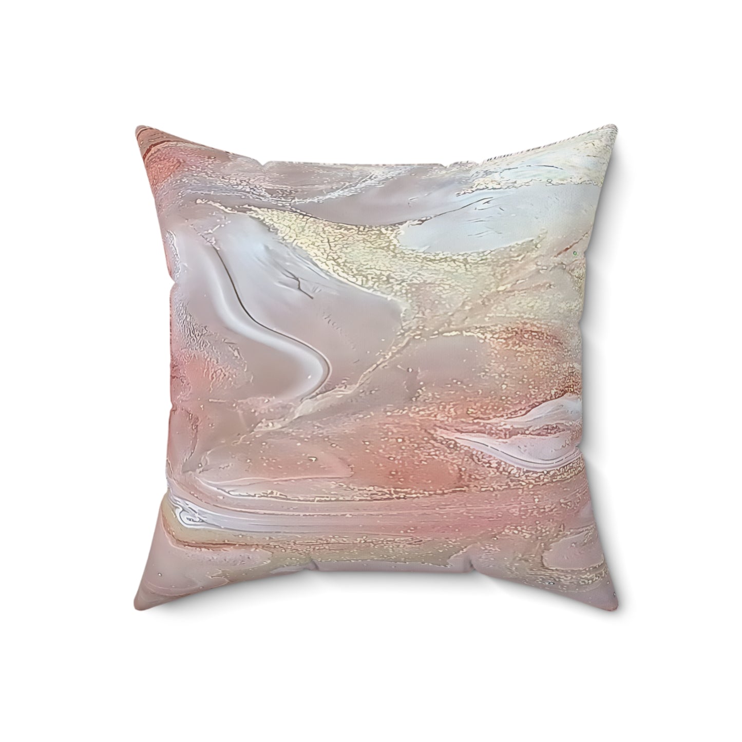 Decorative Throw Pillows for Couch - Blush Pink Gold Abstract Accent Pillow with Insert Included