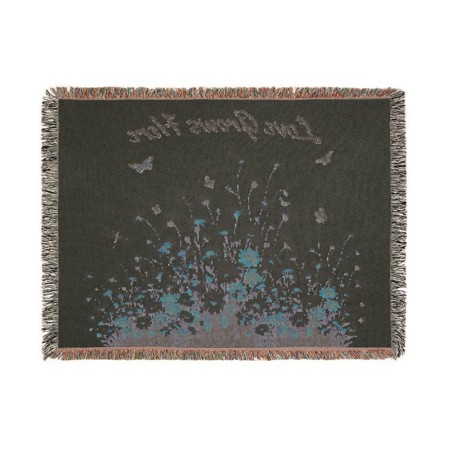 Woven Blanket Love Grows Here | Wildflower Throw Blanket | Gift for Mom | Butterfly Dragonfly Decor | Farmhouse Boho Blanket | Personalized Gift for Her