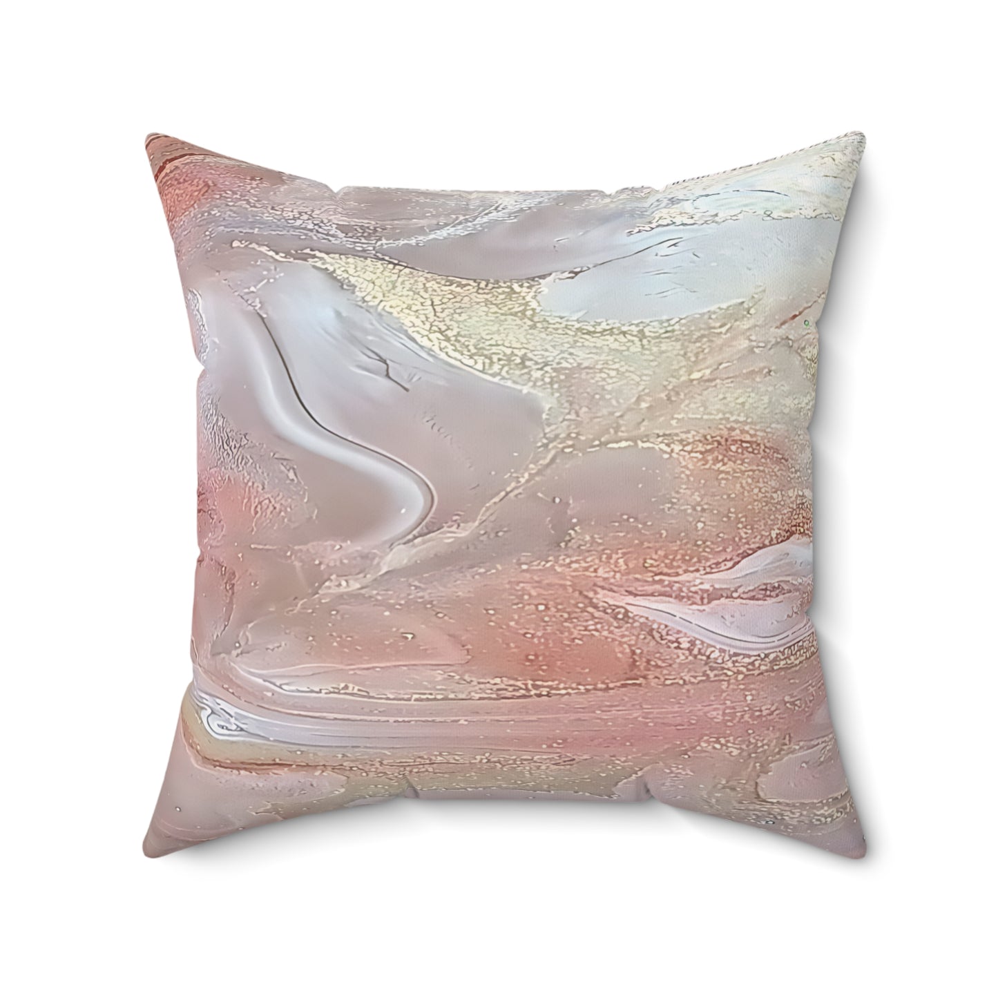 Decorative Throw Pillows for Couch - Blush Pink Gold Abstract Accent Pillow with Insert Included