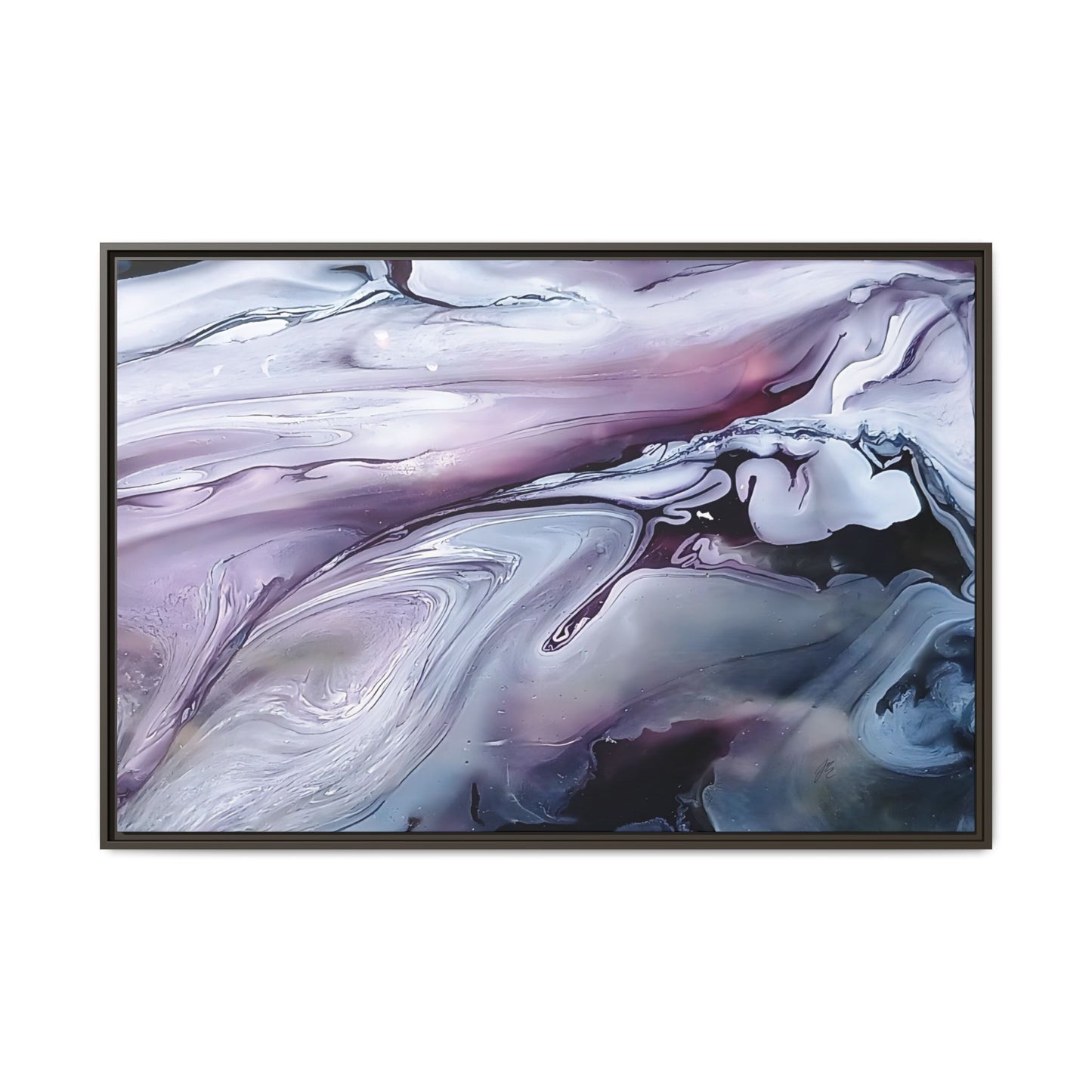 Large Framed Canvas Wall Art – Purple Abstract Resin Ink Print – Modern Minimalist Artwork for Bedroom, Living Room, or Office – Luxury Gift for Art Lovers