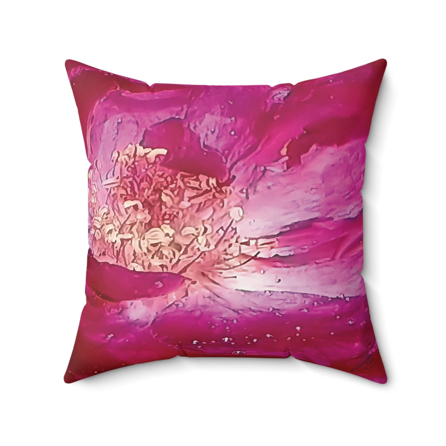 Wild Rose Decorative Throw Pillow – Pink Floral Faux Suede Cushion, Boho Botanical Art by Style by Jess