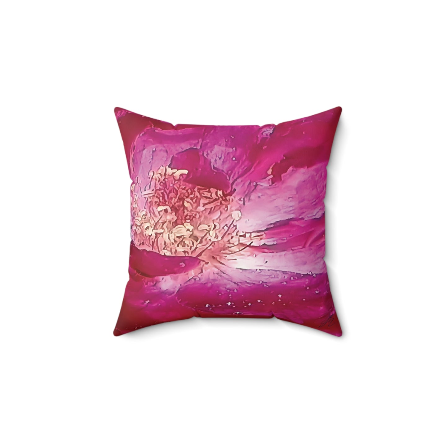 Wild Rose Decorative Throw Pillow – Pink Floral Faux Suede Cushion, Boho Botanical Art by Style by Jess