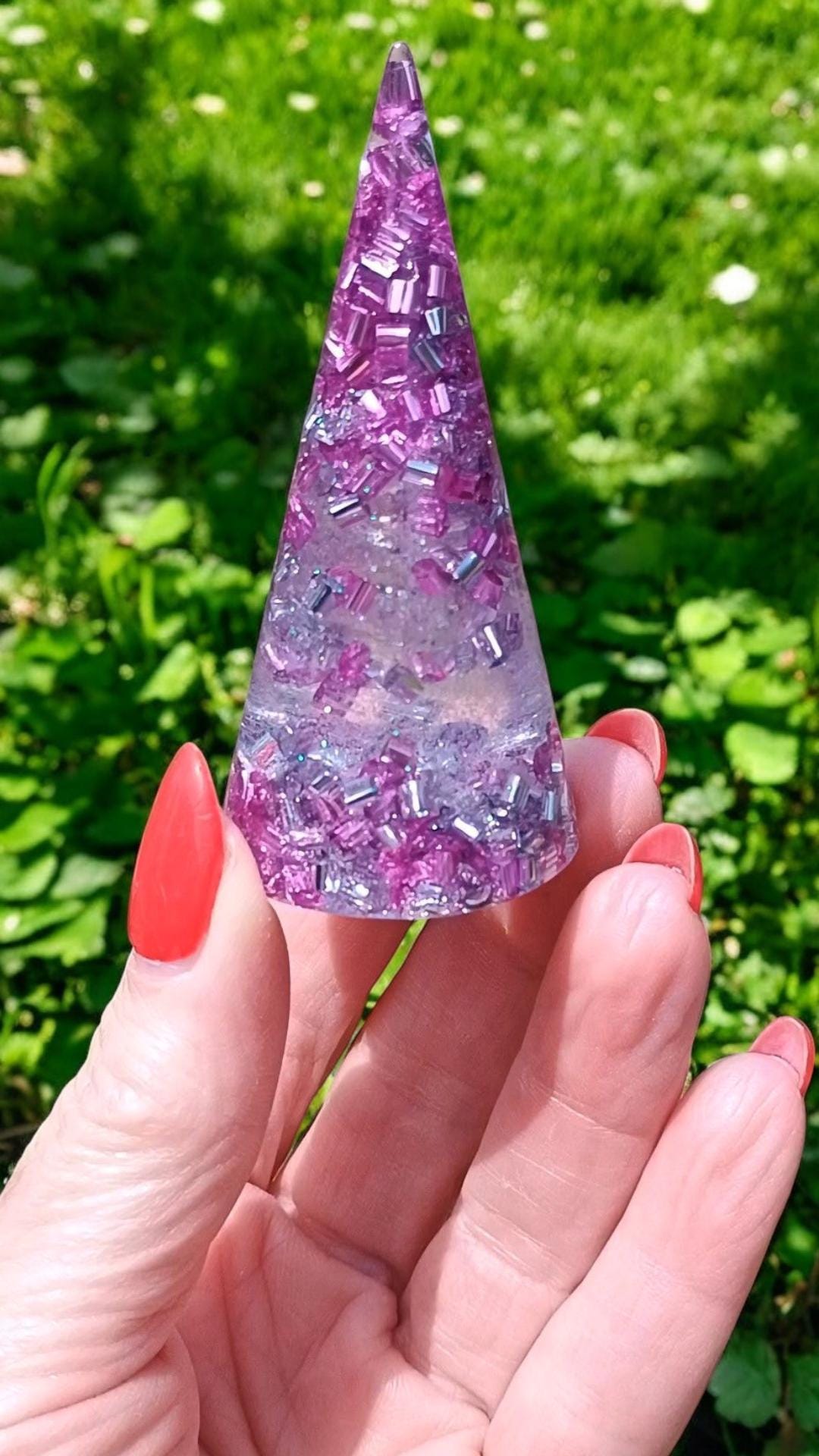 Ring Holder for Jewelry - Handmade Purple Silver Ring Cone Display Organizer Gift for Her