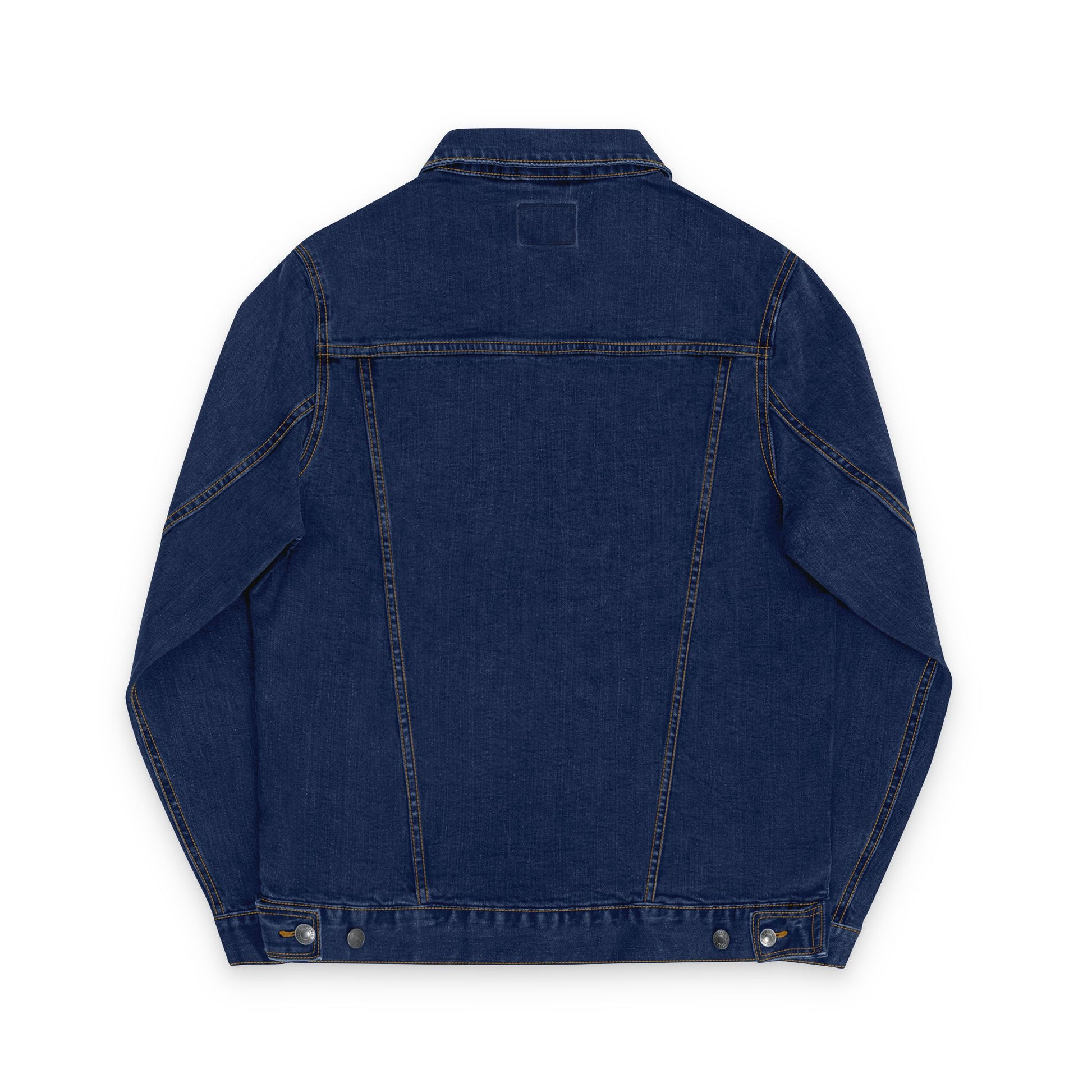Blue denim jacket on a white background