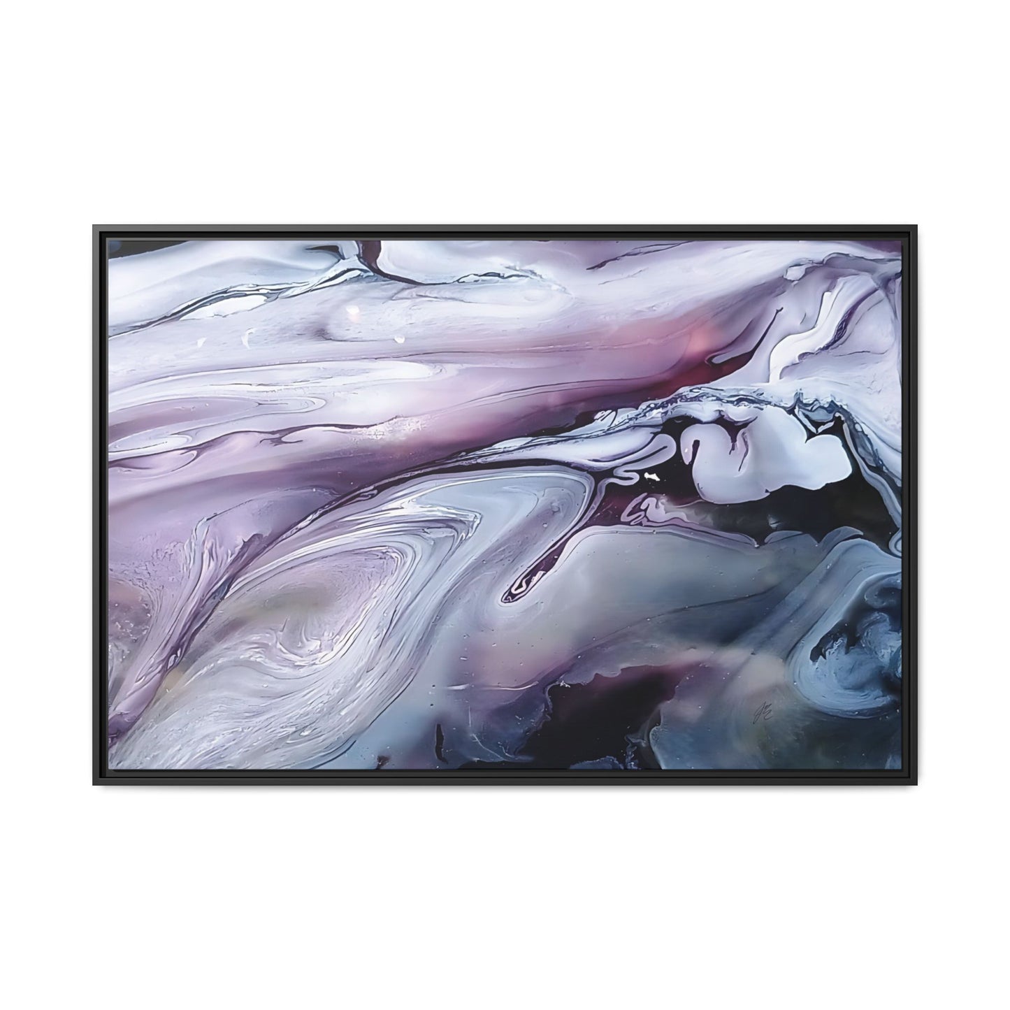 Large Framed Canvas Wall Art – Purple Abstract Resin Ink Print – Modern Minimalist Artwork for Bedroom, Living Room, or Office – Luxury Gift for Art Lovers