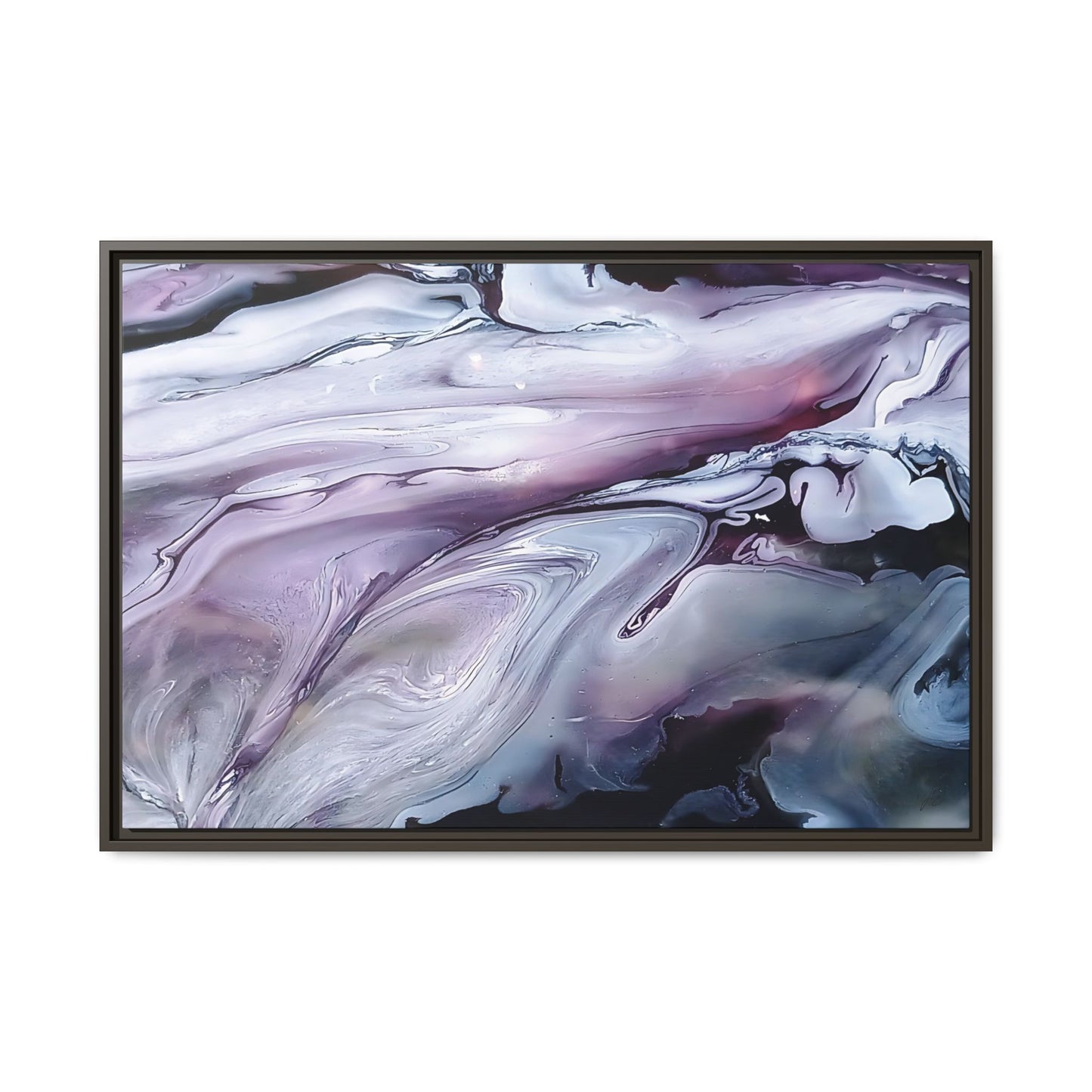 Large Framed Canvas Wall Art – Purple Abstract Resin Ink Print – Modern Minimalist Artwork for Bedroom, Living Room, or Office – Luxury Gift for Art Lovers