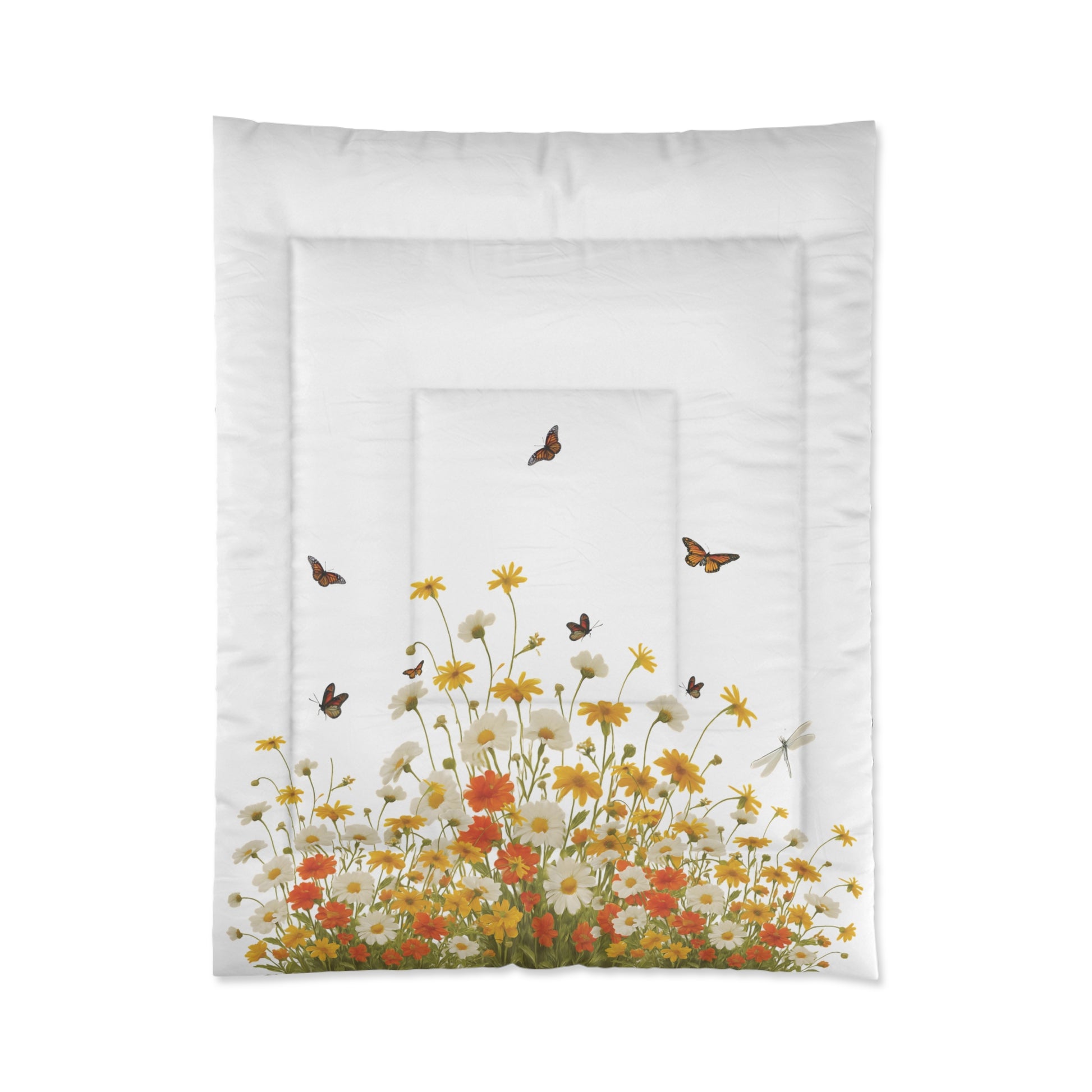 Floral design with butterflies on a white background