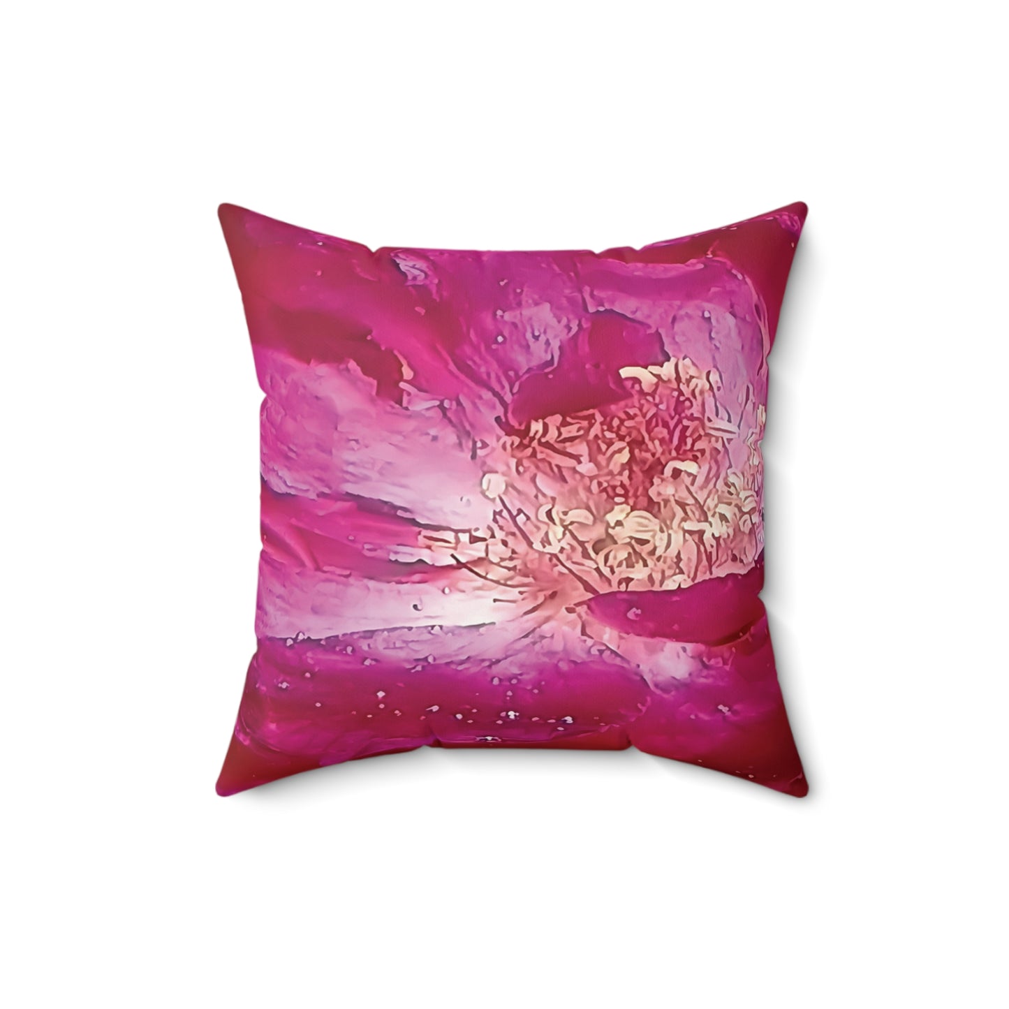 Wild Rose Decorative Throw Pillow – Pink Floral Faux Suede Cushion, Boho Botanical Art by Style by Jess