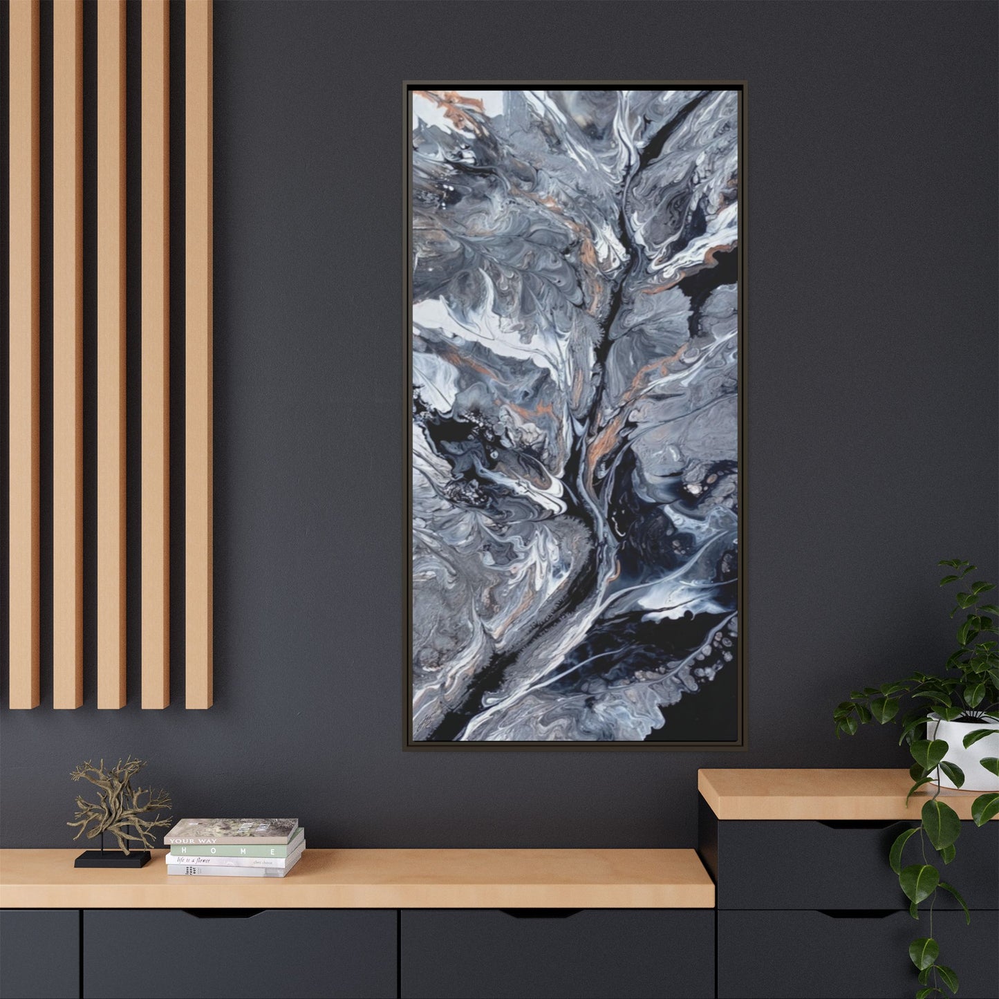 Large Vertical Floating Framed Canvas Print | Abstract Fluid Art | Style By Jess