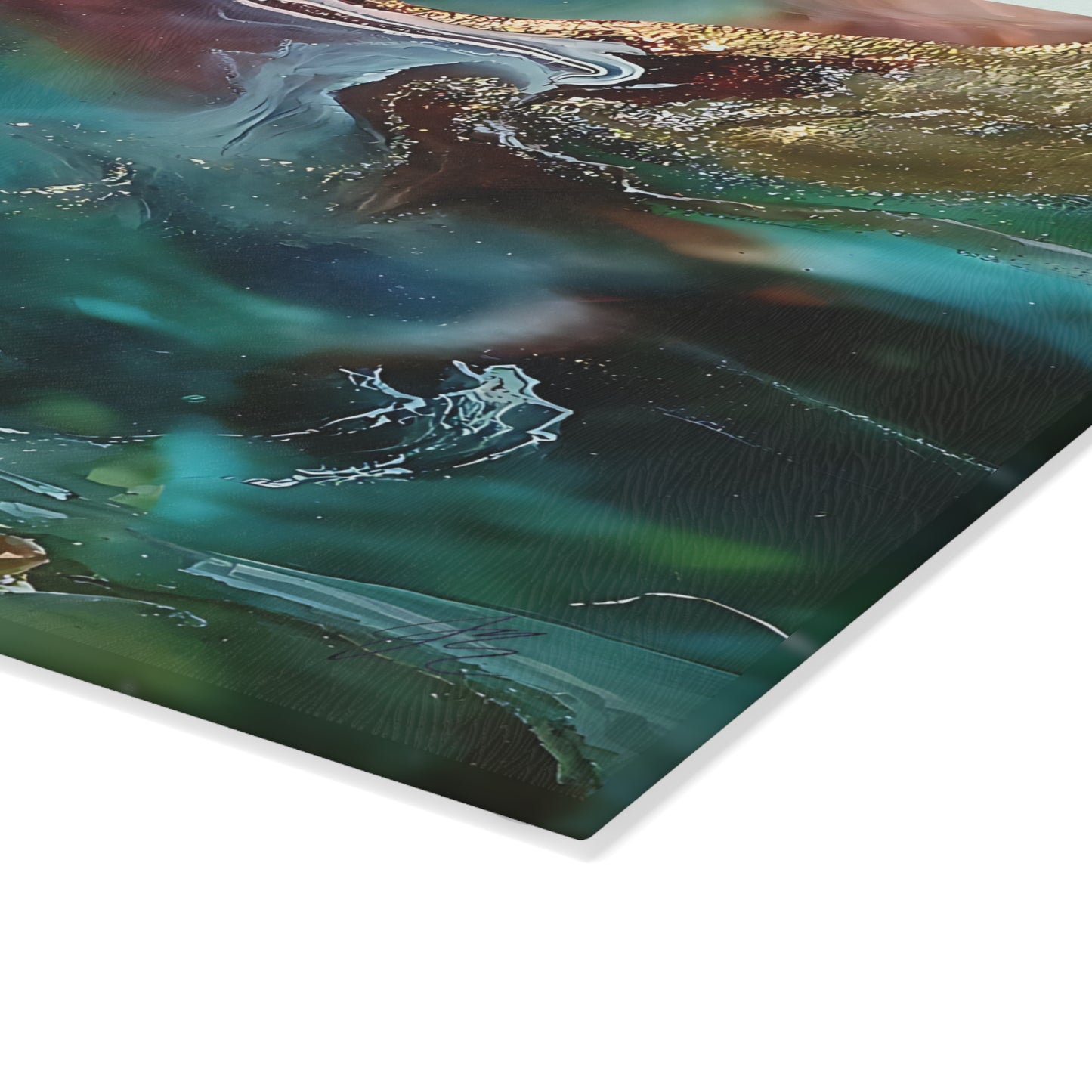 Glass Cutting Board with Abstract Art - Decorative Kitchen Serving Board & Gift