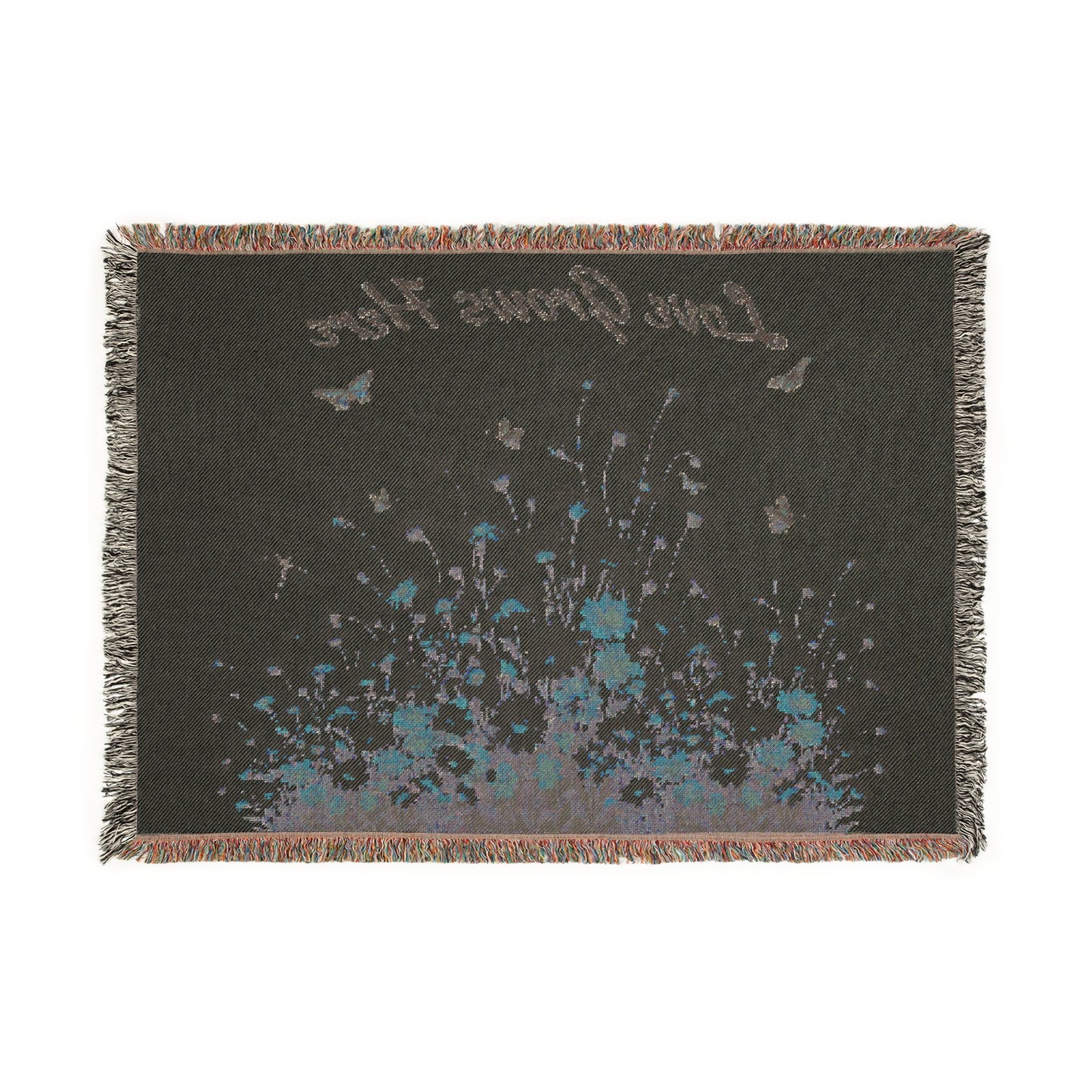 Image of floral blanket back side on a plain background
