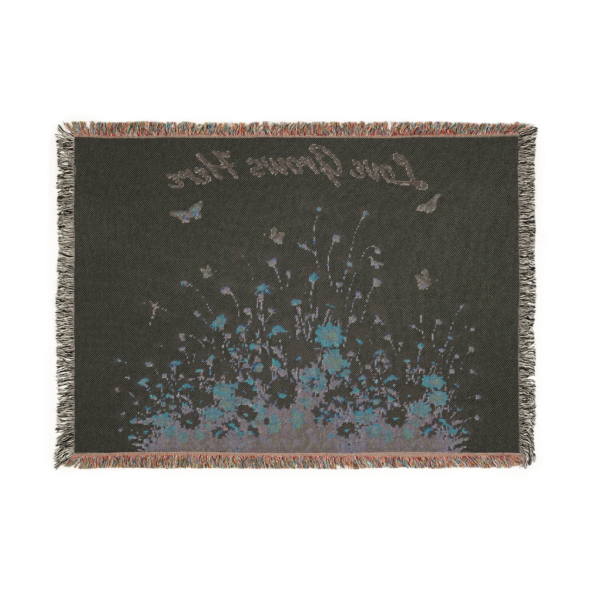 Image of floral blanket back side on a plain background