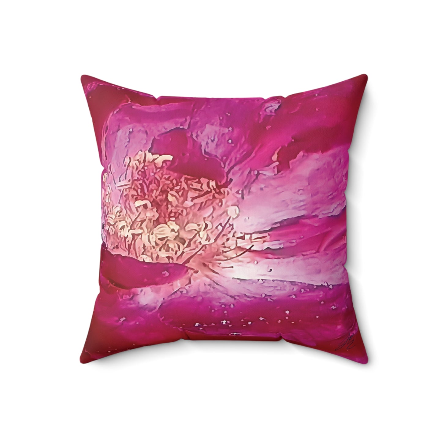 Wild Rose Decorative Throw Pillow – Pink Floral Faux Suede Cushion, Boho Botanical Art by Style by Jess