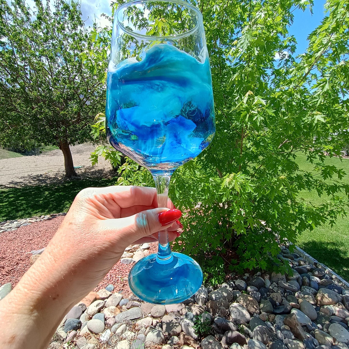 Custom Resin Wine Glasses - Handcrafted Stemmed Wine Glass Set | 6 Stunning Colors Available