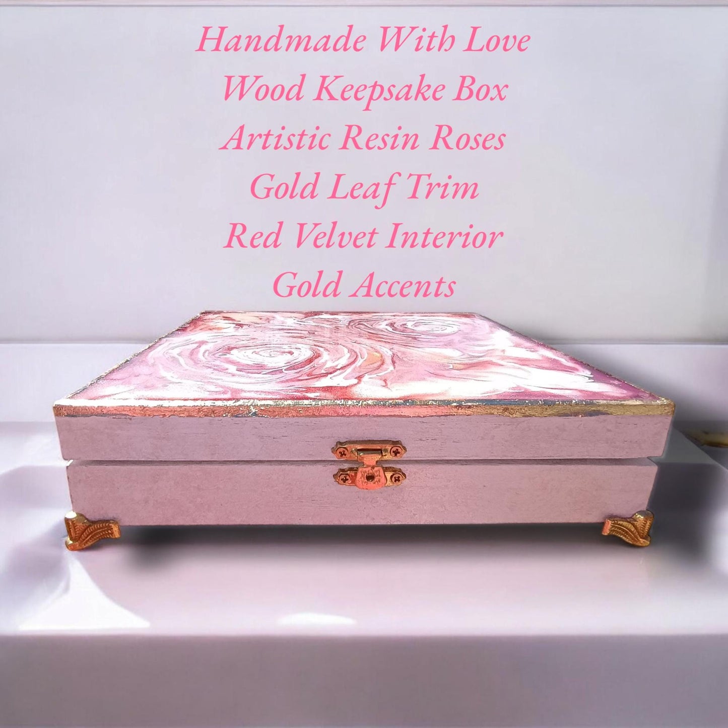 Handmade Rose Wood Jewelry Box - Custom Keepsake Gift Box for Women | Wedding Anniversary Birthday Gift | Elegant Organizer with Roses