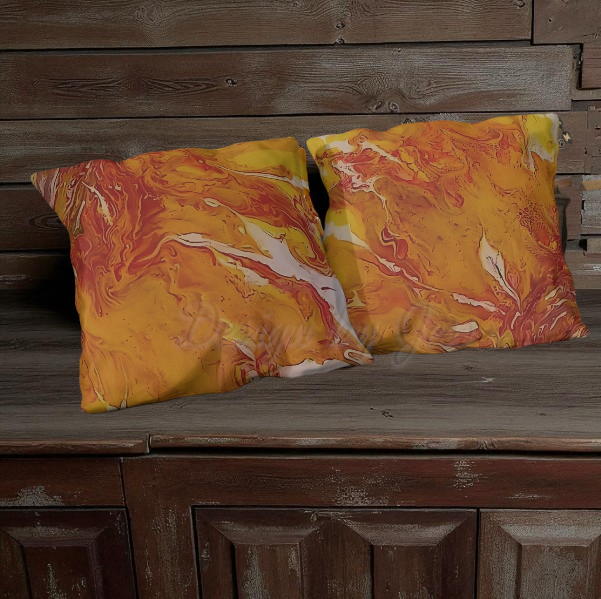 Sunflower Outdoor Pillow – UV Resistant Abstract Patio Cushion