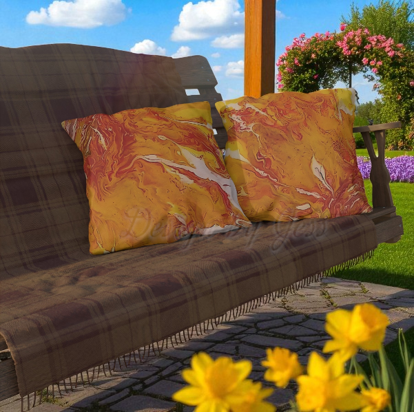 Sunflower Outdoor Pillow – UV Resistant Abstract Patio Cushion