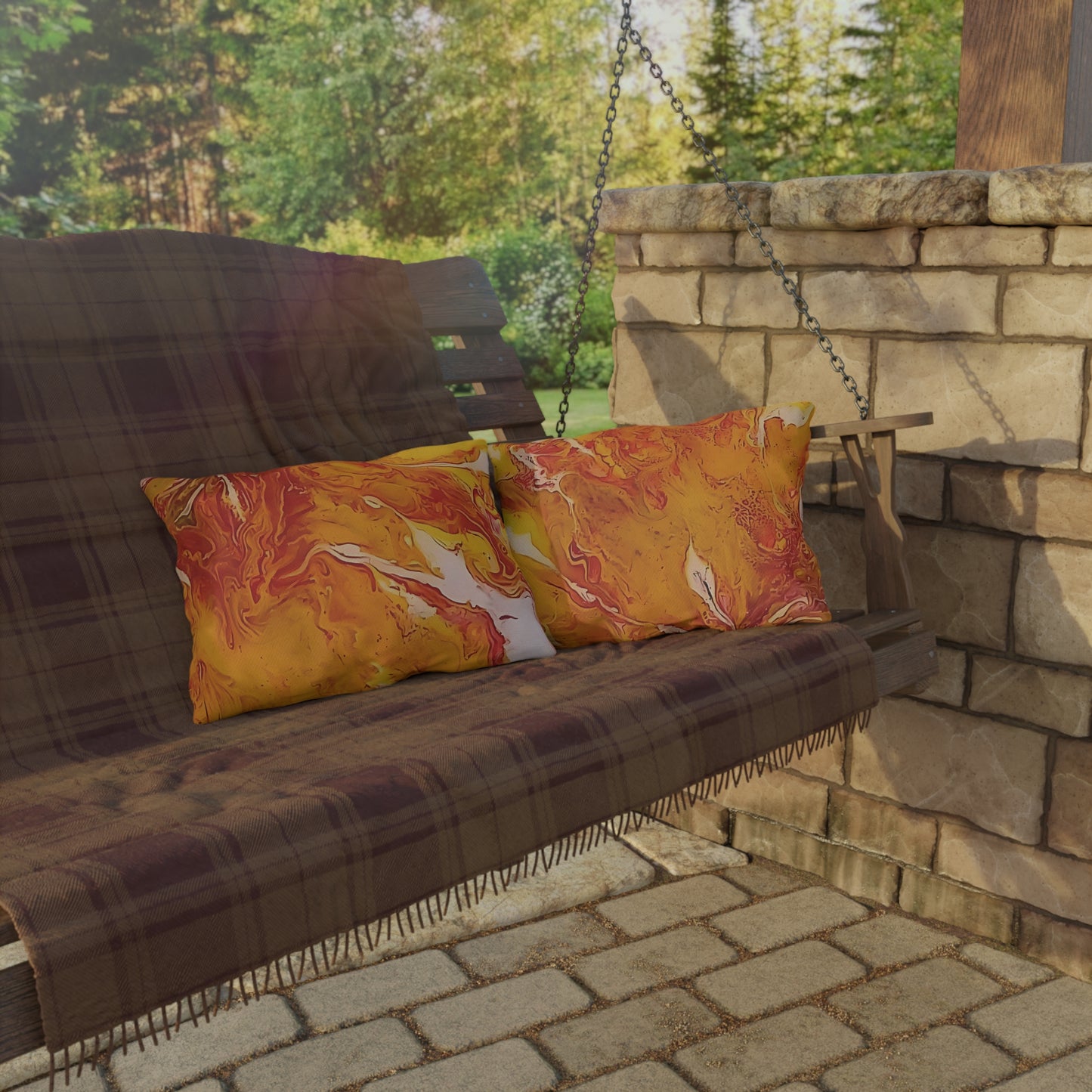 Sunflower Outdoor Pillow – UV Resistant Abstract Patio Cushion