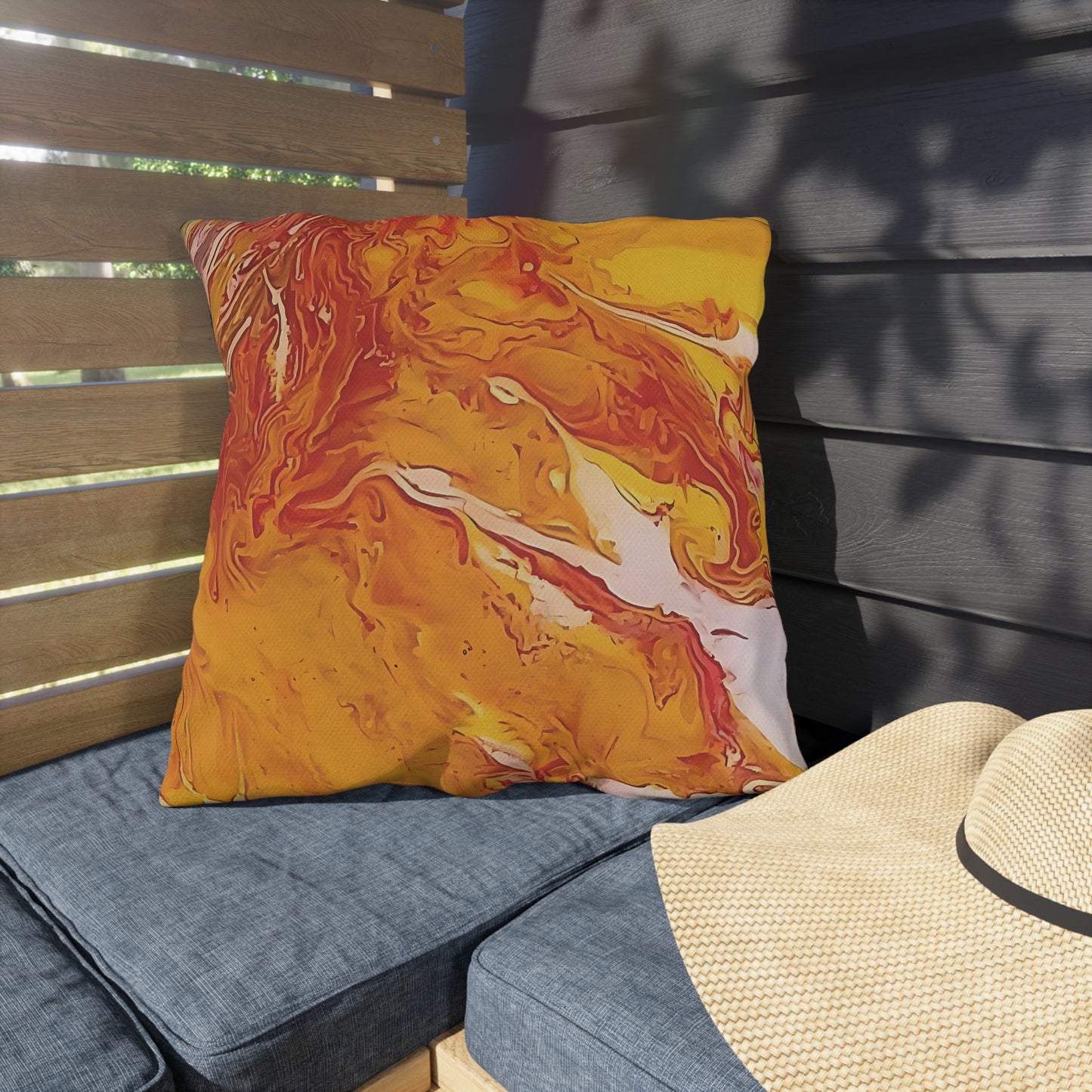 Sunflower Outdoor Pillow – UV Resistant Abstract Patio Cushion