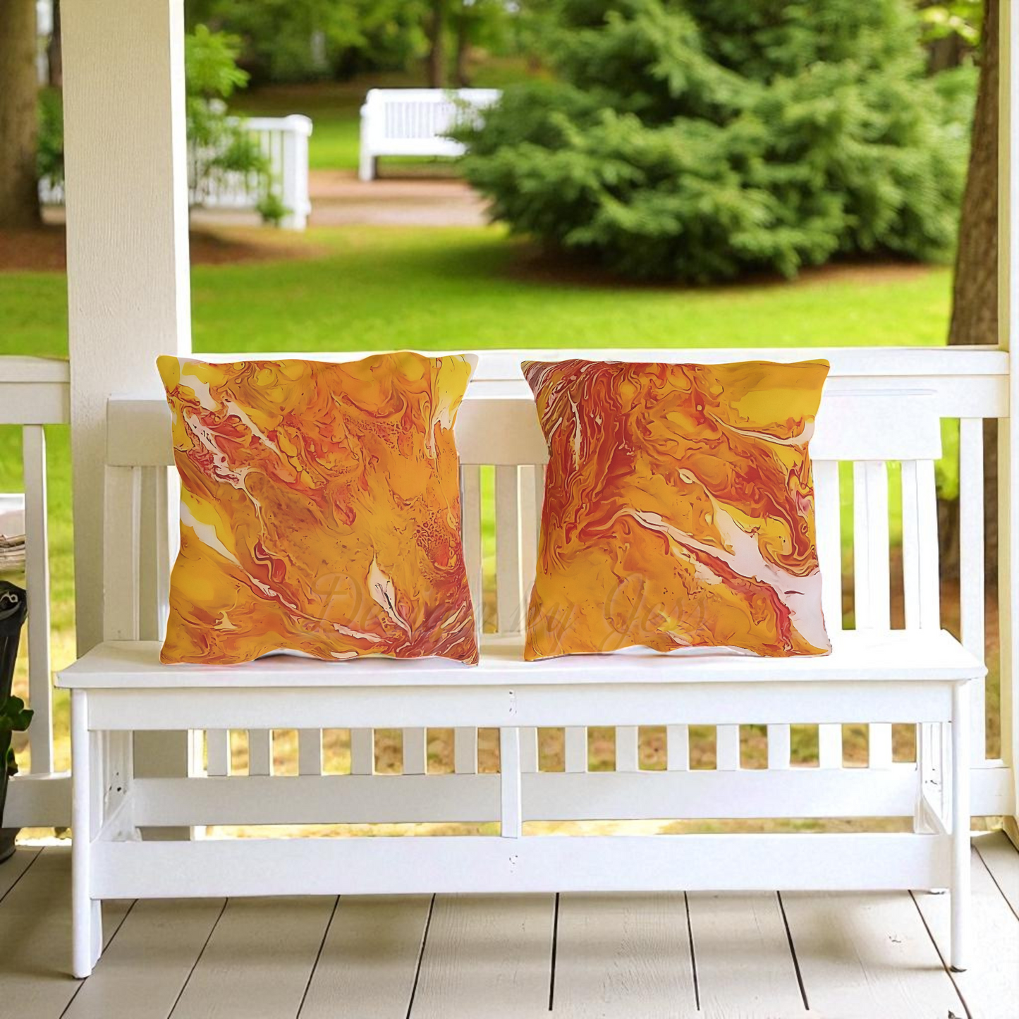 Sunflower Outdoor Pillow – UV Resistant Abstract Patio Cushion