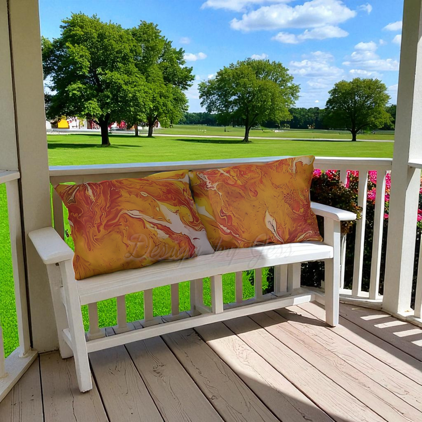Sunflower Outdoor Pillow – UV Resistant Abstract Patio Cushion