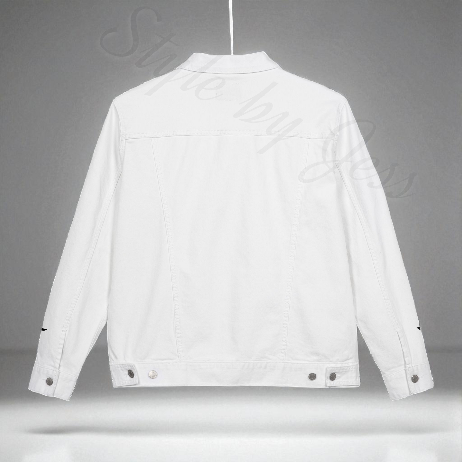 White denim jacket on a gray background