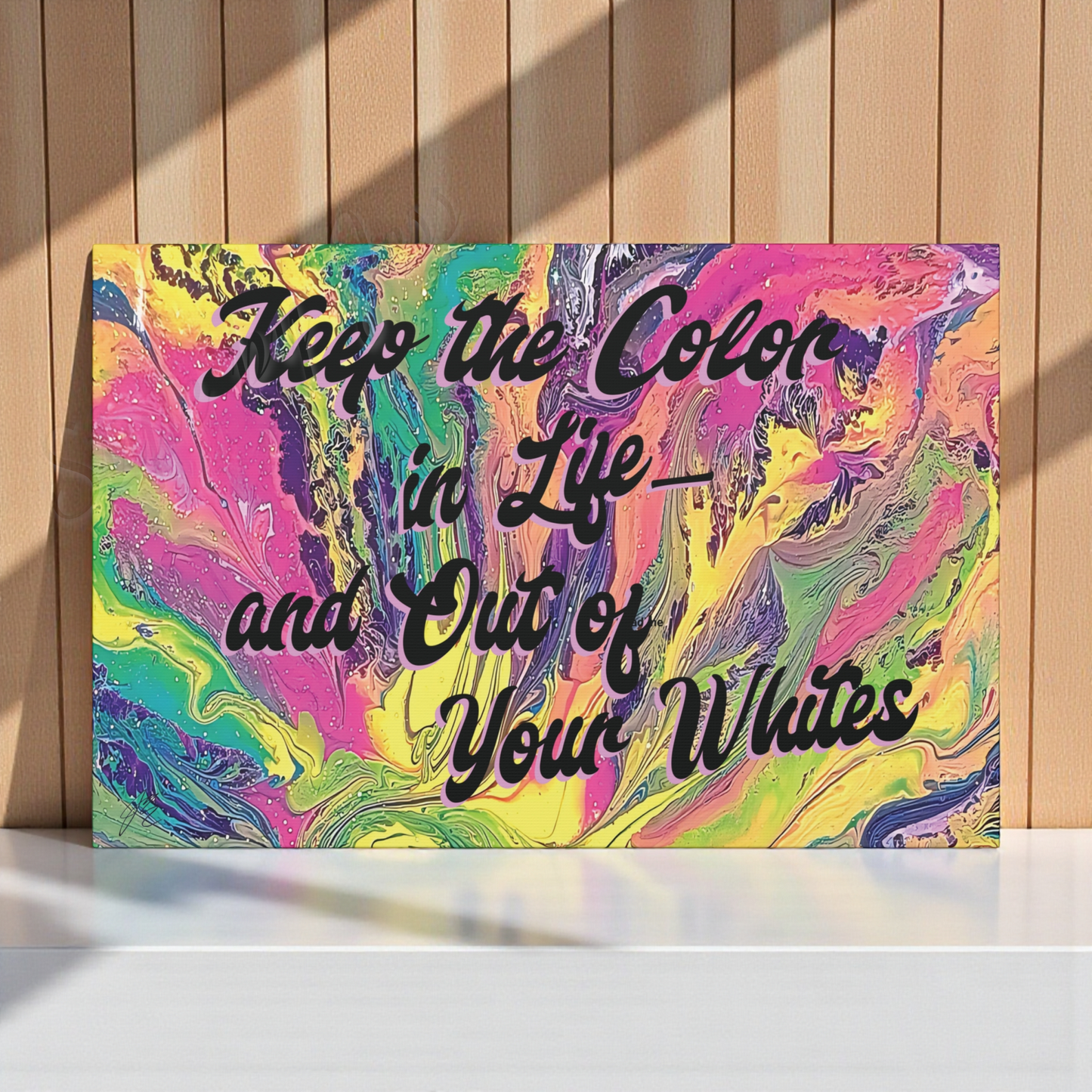 Laundry Room Wall Art Canvas - Keep the Color in Life Quote - Colorful Abstract Decor