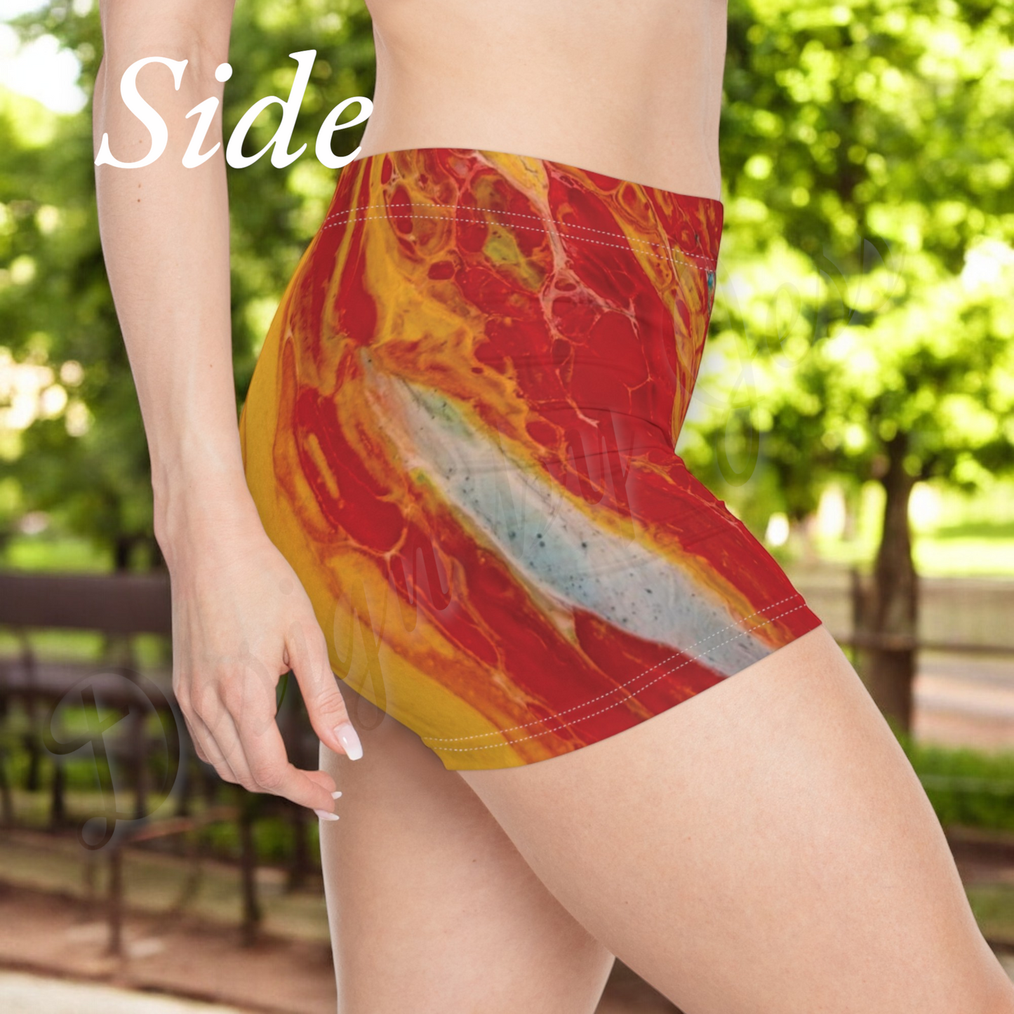 Women's Spandex Booty Shorts | Yoga Gym Biker Rave EDM Abstract Art Print XS–2XL