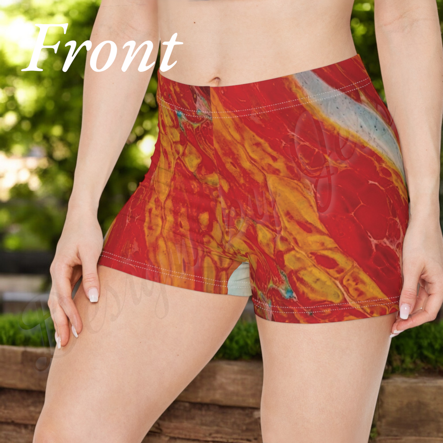 Women's Spandex Booty Shorts | Yoga Gym Biker Rave EDM Abstract Art Print XS–2XL