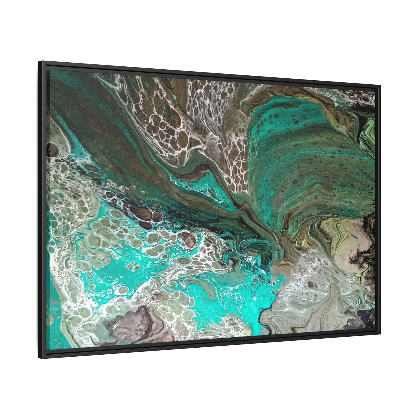 Framed Canvas Wall Art | Abstract Boho Art Print | Teal Fluid Pour Painting | Style By Jess