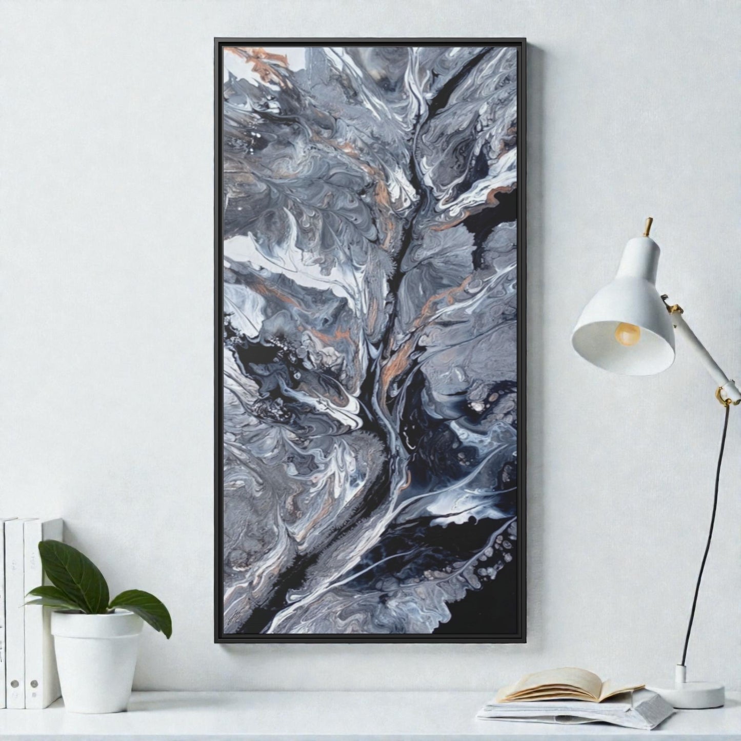 Large Vertical Floating Framed Canvas Print | Abstract Fluid Art | Style By Jess