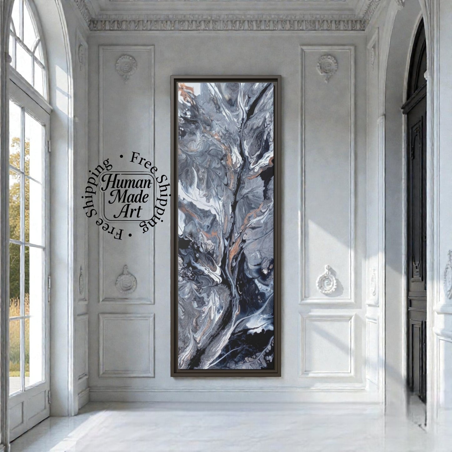 Large Vertical Floating Framed Canvas Print | Abstract Fluid Art | Style By Jess