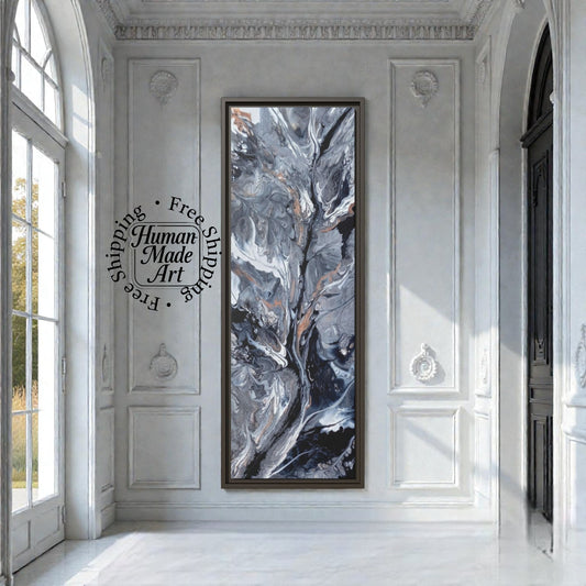 Large Vertical Floating Framed Canvas Print | Abstract Fluid Art | Style By Jess