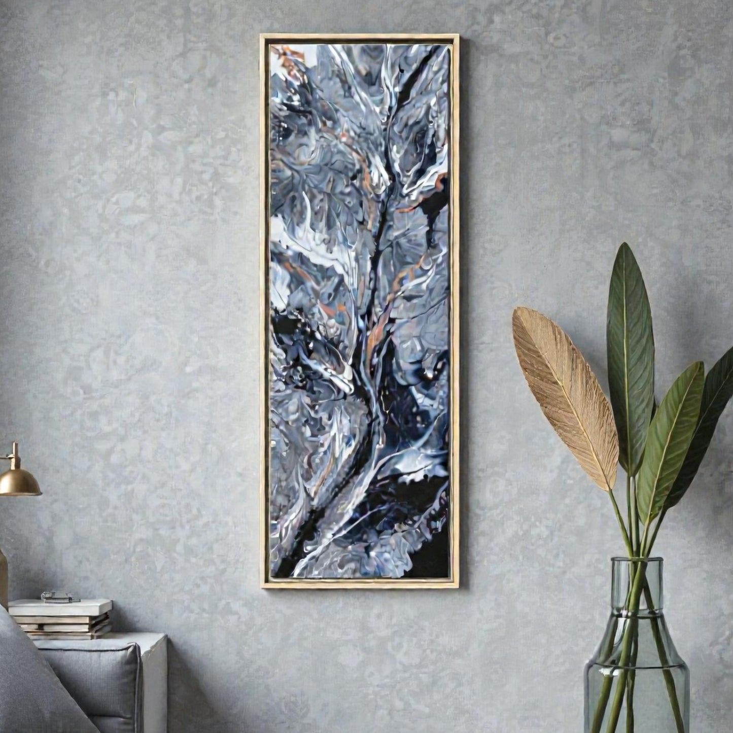 Large Vertical Floating Framed Canvas Print | Abstract Fluid Art | Style By Jess