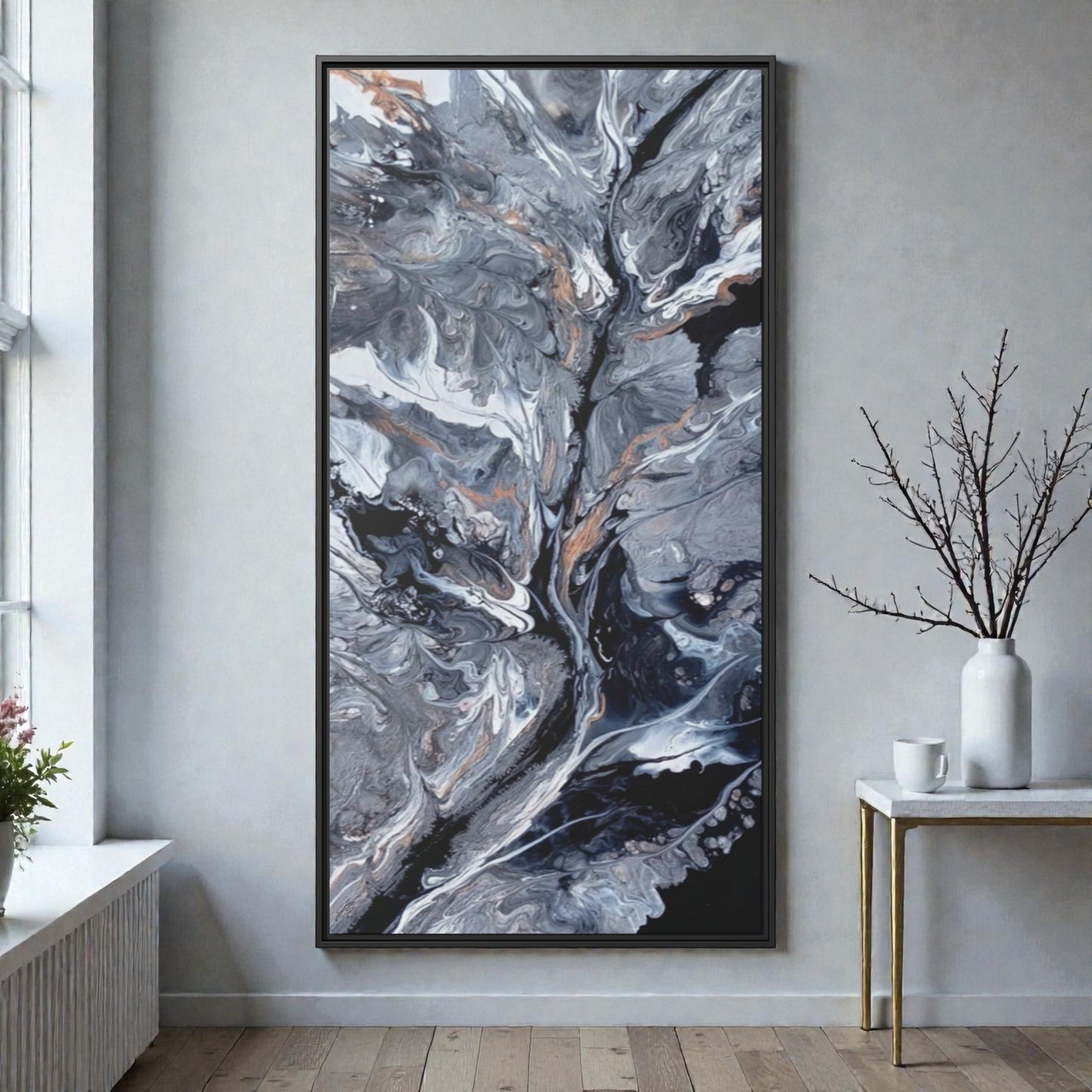Large Vertical Floating Framed Canvas Print | Abstract Fluid Art | Style By Jess